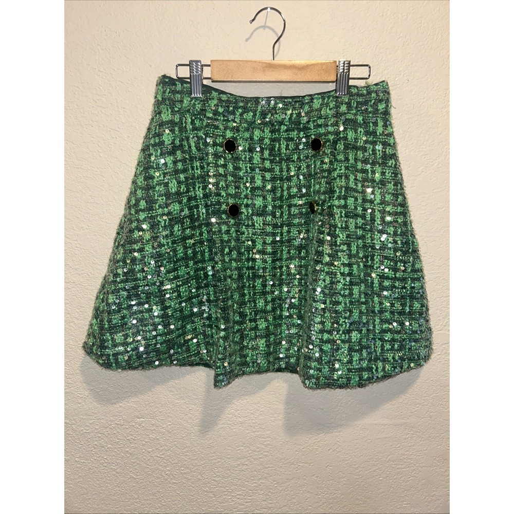 Maeve Anthropologie Sequin Tweed Mini Skirt Women's Lining & Pockets! Size Small